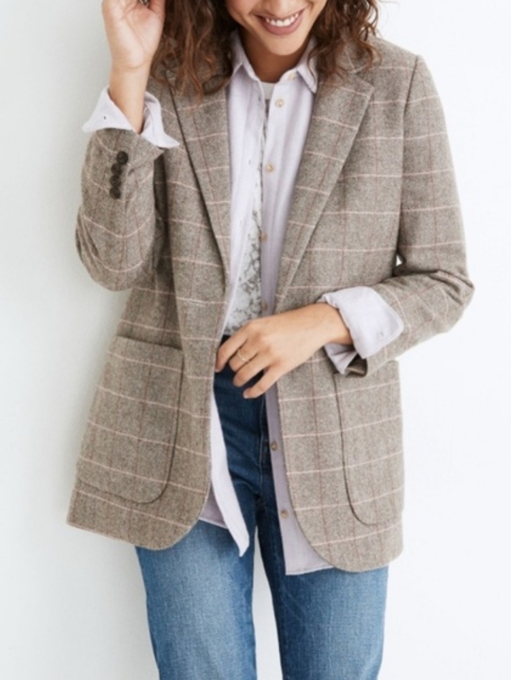 Madewell women’s Larsen blazer plaid jacket. Size M